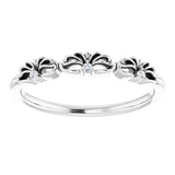 14K Gold Round Natural Diamond Accented Crown Ring – 1.3mm Stones - White Gold - view 3