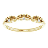 14K Gold Round Natural Diamond Accented Crown Ring – 1.3mm Stones - Yellow Gold - view 3