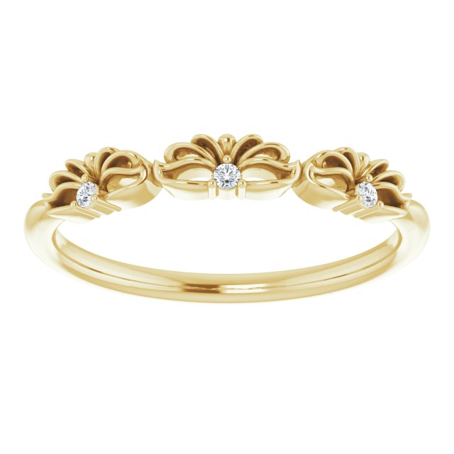 14K Gold Round Natural Diamond Accented Crown Ring – 1.3mm Stones - Yellow Gold - view 3