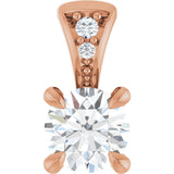 14K Gold Round Lab-Grown Diamond Accented Claw-Prong Pendant - Rose Gold