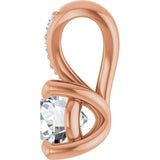 14K Gold Round Lab-Grown Diamond Accented Claw-Prong Pendant - Rose Gold - view 3