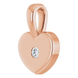 14K Gold Round Natural Diamond Youth Heart Necklace or Pendant - Rose Gold - view 2