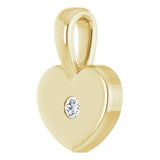 14K Gold Round Natural Diamond Youth Heart Necklace or Pendant - Yellow Gold - view 2