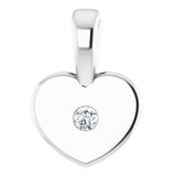 Platinum Round Natural Diamond Youth Heart Necklace or Pendant