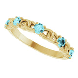 14K Gold Round Natural Blue Zircon Accented Stackable Ring – 3mm Stones - Yellow Gold - view 5