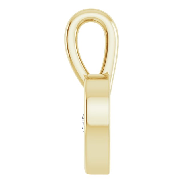 14K Gold Round Natural Diamond Youth Heart Necklace or Pendant - Yellow Gold - view 3
