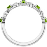 Platinum Round Natural Peridot Accented Stackable Ring – 3mm Stones - view 2