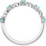 14K Gold Round Natural Blue Zircon Accented Stackable Ring – 3mm Stones - White Gold - view 2
