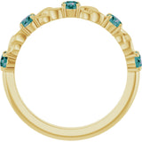 14K Gold Round Lab-Grown Alexandrite Accented Stackable Ring – 3mm Stones - Yellow Gold - view 2