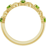 14K Gold Round Natural Peridot Accented Stackable Ring – 3mm Stones - Yellow Gold - view 2