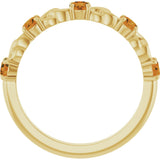 14K Gold Round Natural Citrine Accented Stackable Ring – 3mm Stones - Yellow Gold - view 2