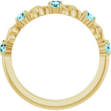 14K Gold Round Natural Blue Zircon Accented Stackable Ring – 3mm Stones - Yellow Gold - view 2