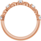 14K Gold Round Natural Diamond Accented Stackable Ring – 3mm Stones - Rose Gold - view 2