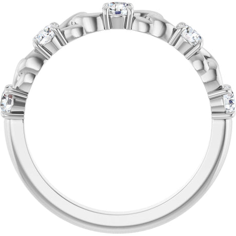 Platinum Round Natural White Sapphire Accented Stackable Ring – 3mm Stones - view 2