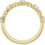 14K Gold Round Natural Diamond Accented Stackable Ring – 3mm Stones - Yellow Gold - view 2