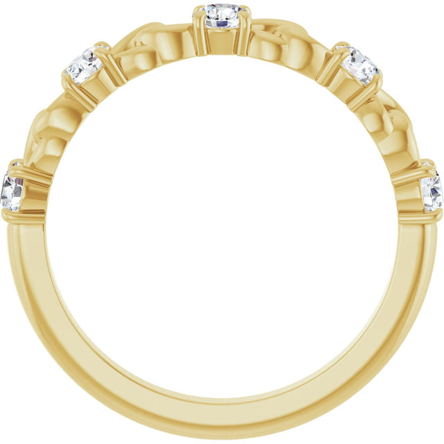 14K Gold Round Natural Diamond Accented Stackable Ring – 3mm Stones - Yellow Gold - view 2