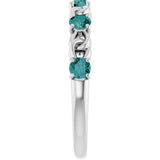 14K Gold Round Lab-Grown Alexandrite Accented Stackable Ring – 3mm Stones - White Gold - view 4