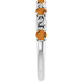 Platinum Round Natural Citrine Accented Stackable Ring – 3mm Stones - view 4