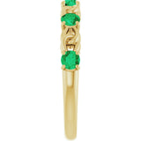 14K Gold Round Natural Emerald Accented Stackable Ring – 3mm Stones - Yellow Gold - view 4