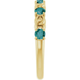 14K Gold Round Lab-Grown Alexandrite Accented Stackable Ring – 3mm Stones - Yellow Gold - view 4