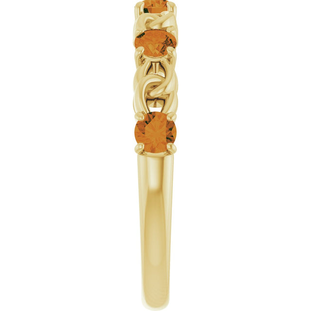 14K Gold Round Natural Citrine Accented Stackable Ring – 3mm Stones - Yellow Gold - view 4