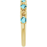 14K Gold Round Natural Blue Zircon Accented Stackable Ring – 3mm Stones - Yellow Gold - view 4