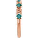 14K Gold Round Lab-Grown Alexandrite Accented Stackable Ring – 3mm Stones - Rose Gold - view 4