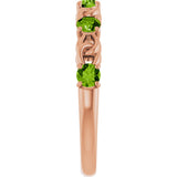 14K Gold Round Natural Peridot Accented Stackable Ring – 3mm Stones - Rose Gold - view 4