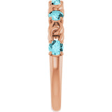 14K Gold Round Natural Blue Zircon Accented Stackable Ring – 3mm Stones - Rose Gold - view 4