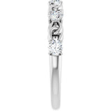 14K Gold Round Natural White Sapphire Accented Stackable Ring – 3mm Stones - White Gold - view 4