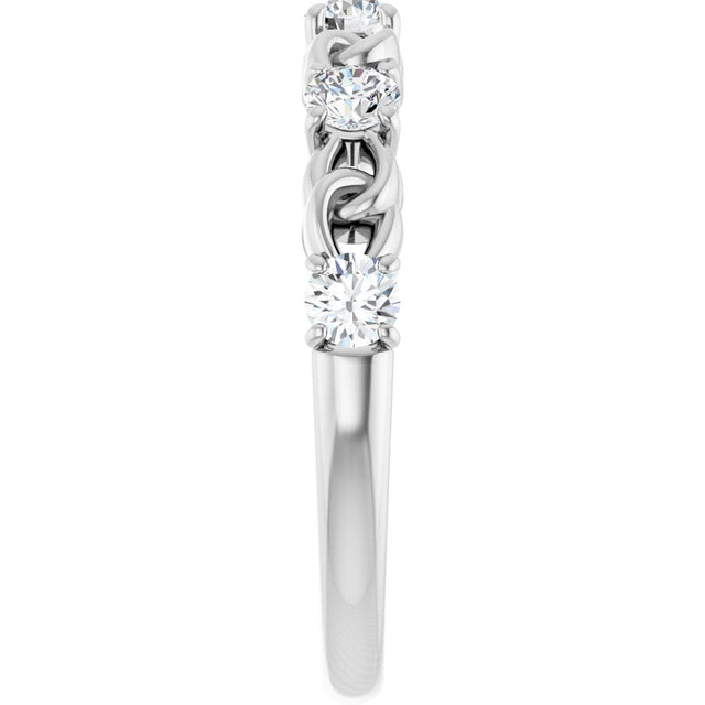 14K Gold Round Natural White Sapphire Accented Stackable Ring – 3mm Stones - White Gold - view 4
