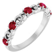 14K Gold Round Natural Ruby Accented Stackable Ring – 3mm Stones - White Gold