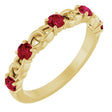 14K Gold Round Lab-Grown Ruby Accented Stackable Ring – 3mm Stones - Yellow Gold