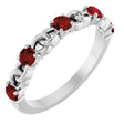 14K Gold Round Natural Mozambique Garnet Accented Stackable Ring – 3mm Stones - White Gold
