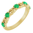 14K Gold Round Lab-Grown Emerald Accented Stackable Ring – 3mm Stones - Yellow Gold