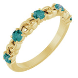 14K Gold Round Lab-Grown Alexandrite Accented Stackable Ring – 3mm Stones - Yellow Gold