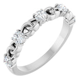 14K Gold Round Natural Diamond Accented Stackable Ring – 3mm Stones - White Gold