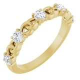 14K Gold Round Natural Diamond Accented Stackable Ring – 3mm Stones - Yellow Gold