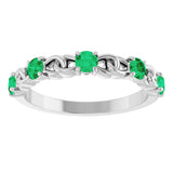 Platinum Round Lab-Grown Emerald Accented Stackable Ring – 3mm Stones - view 3