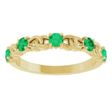14K Gold Round Lab-Grown Emerald Accented Stackable Ring – 3mm Stones - Yellow Gold - view 3