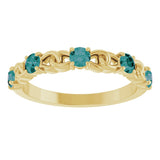 14K Gold Round Lab-Grown Alexandrite Accented Stackable Ring – 3mm Stones - Yellow Gold - view 3