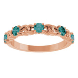 14K Gold Round Lab-Grown Alexandrite Accented Stackable Ring – 3mm Stones - Rose Gold - view 3