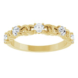 14K Gold Round Natural Diamond Accented Stackable Ring – 3mm Stones - Yellow Gold - view 3
