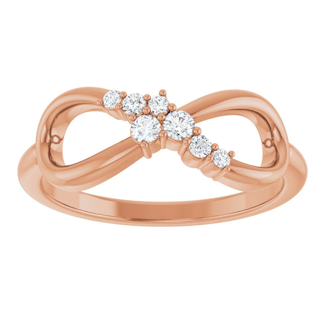 14K Gold Round Natural Diamond Accented Infinity-Inspired Ring II - Rose Gold - view 3