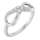 14K Gold Round Natural Diamond Accented Infinity-Inspired Ring II - White Gold