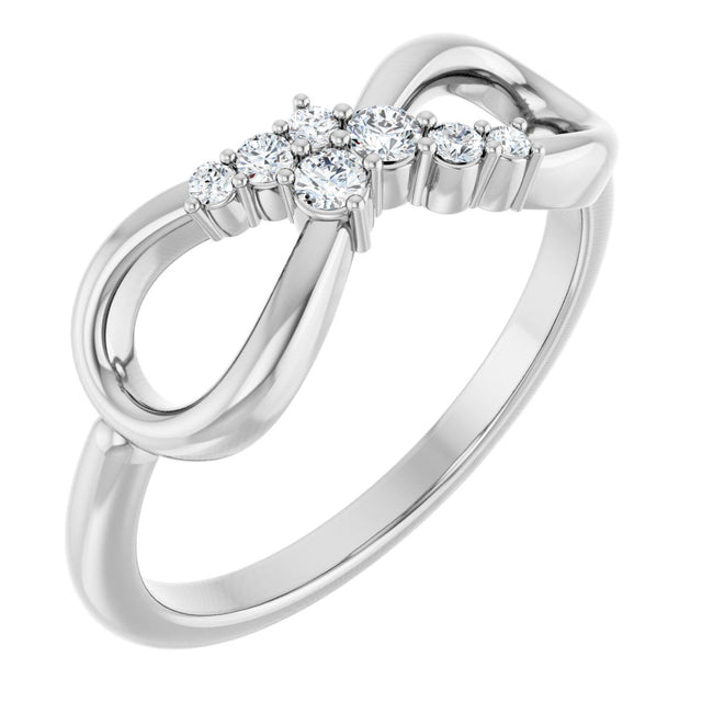 14K Gold Round Natural Diamond Accented Infinity-Inspired Ring II - White Gold