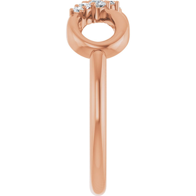 14K Gold Round Natural Diamond Accented Infinity-Inspired Ring II - Rose Gold - view 4