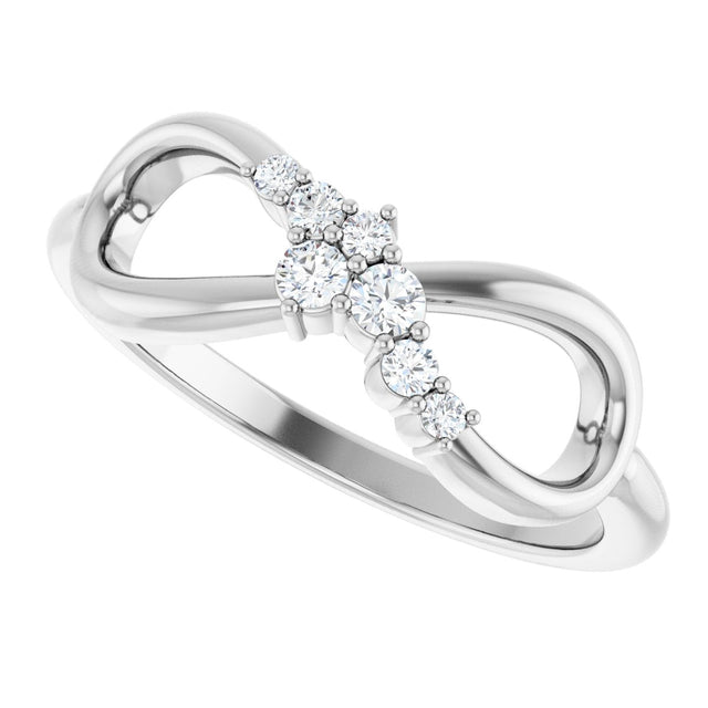 14K Gold Round Natural Diamond Accented Infinity-Inspired Ring II - White Gold - view 5