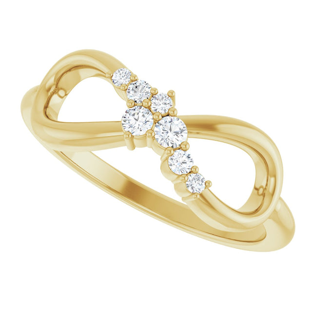 14K Gold Round Natural Diamond Accented Infinity-Inspired Ring II - Yellow Gold - view 5