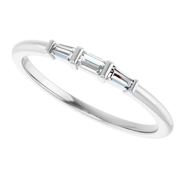14K Gold Natural Diamond Three-Stone Stackable Ring – 1/6 CTW - White Gold - view 10